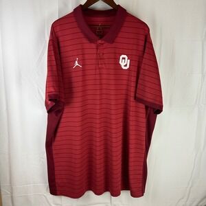 Jordan Oklahoma Sooners OU Polo Mens 4XL Crimson Red Striped Dri-FIT Shirt